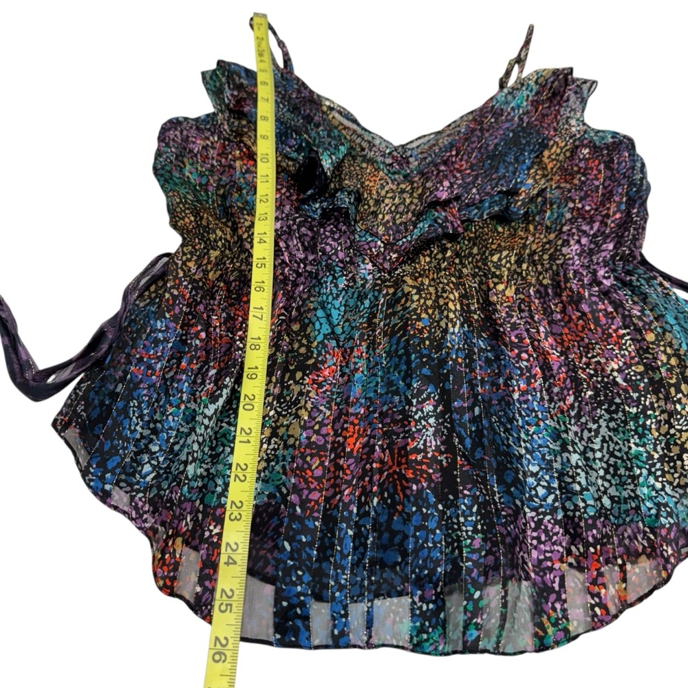 Rebecca Taylor Silk Shimmer Beaded Spaghetti Strap Top Size 6 Romantic Coquette - Picture 15 of 15